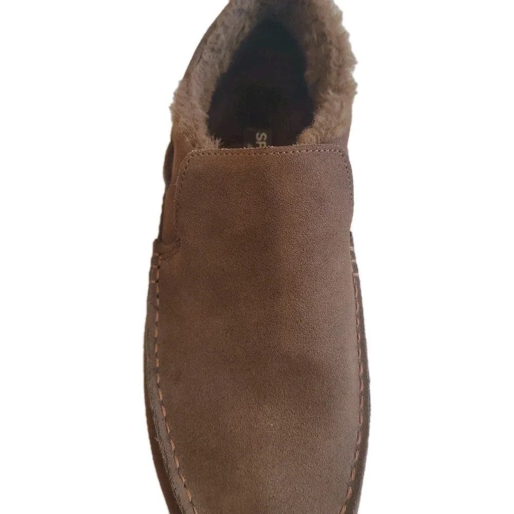 Sperry Moc Sider Men's Slip On Shoes Fleece Lined Suede Dark Brown Size 9.5‎